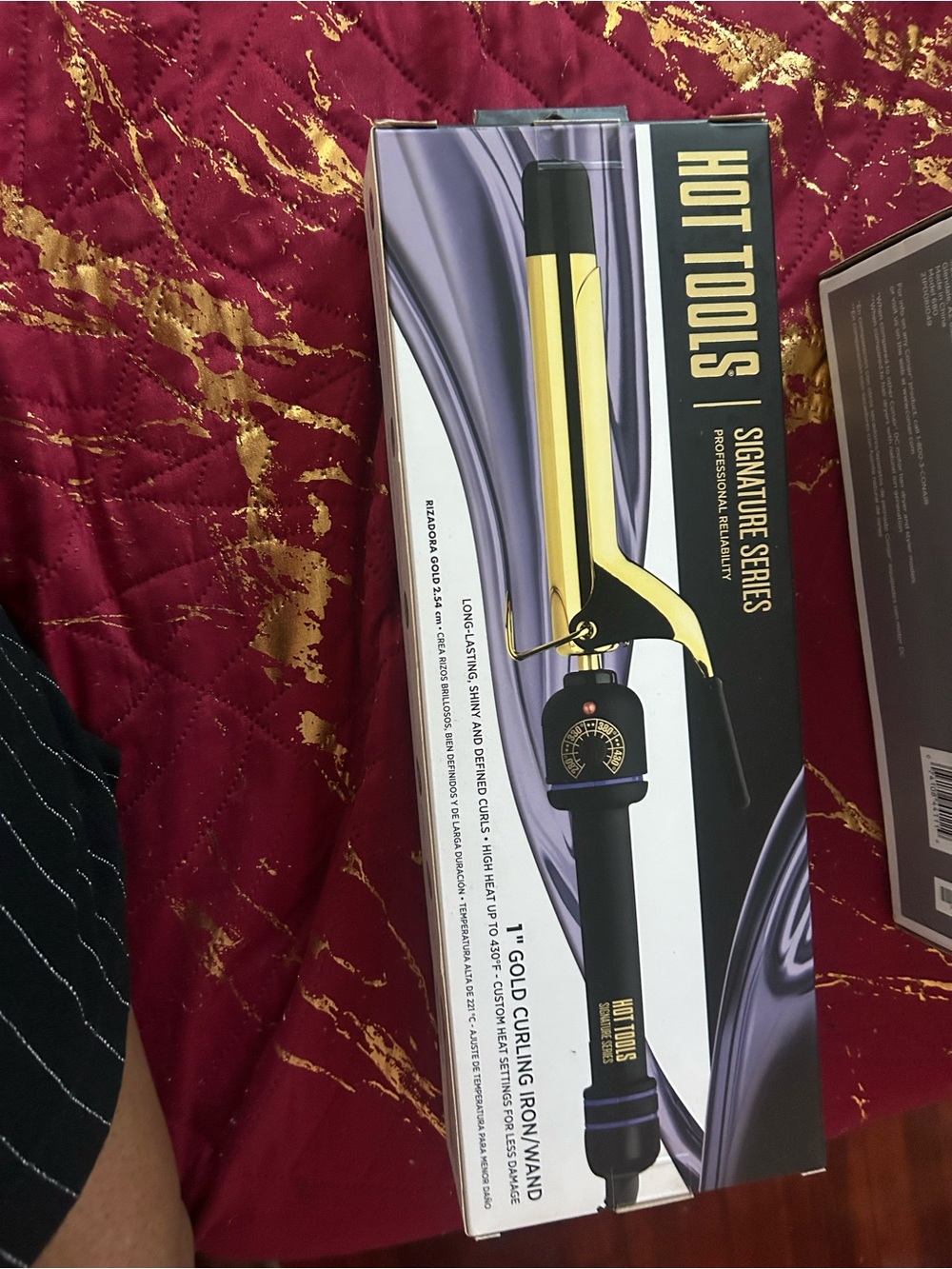 Hot Tools Signature Series 1" Gold Curling Iron Wand - Black/brand new